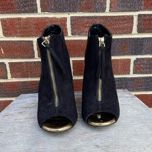 Black open toe booties